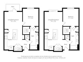One Bedroom 1 Bathroom 731 Sq. Ft. A2 Affordable Floorplan at Bridges at Flatiron, Broomfield, Colorado
