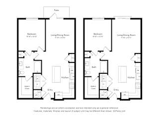 1 Bed 1  Bath   796 Sq. Ft. A4 Floorplan at Bridges at Flatiron, Broomfield, CO, 80021