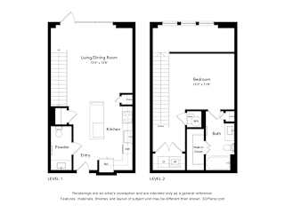 One Bed One Bathroom 962 Sq. Ft. A5 Affordable Floorplan at Bridges at Flatiron, Broomfield, CO