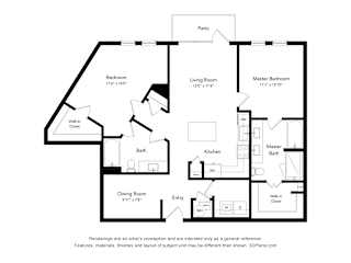 2 Bed Two Bath Floorplan at Bridges at Flatiron, Colorado, 80021
