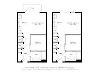 Studio 1 Bath 560 Sq. Ft. E1 Floorplan at Bridges at Flatiron, Broomfield, CO, 80021