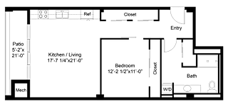 a floor plan of a small house with a kitchen and a bathroom