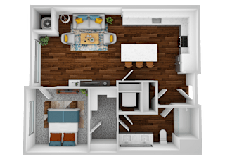 the floor plan of studio suite with bathroom and bedroom