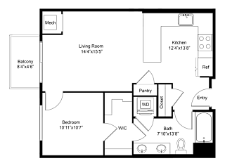 a floor plan of a house with a bedroom and a living room