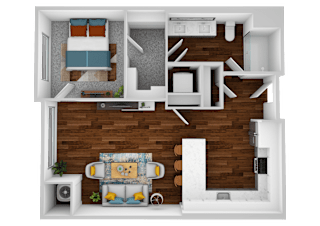 the floor plan of studio suite with bedroom and living room
