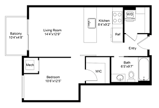 a floor plan of a small house with a bedroom and a living room