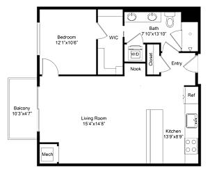 a floor plan of a house with a bedroom and a living room