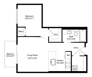 a floor plan of a house with a bedroom and a living room