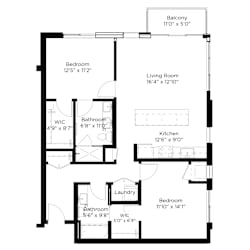 a floor plan of a small house with a bedroom and a living room