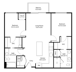 this is a drawing of a floor plan with bedrooms and baths