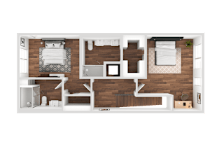 a floor plan of a 1 bedroom apartment