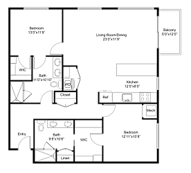 a floor plan of a house with a bedroom and a living room