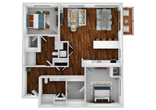 the 1122 sqft floor plan with bedrooms and baths