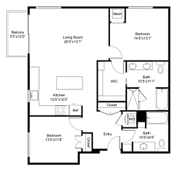 a floor plan of a house with a bedroom and a living room