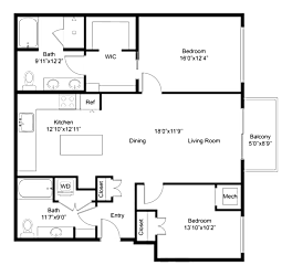 a floor plan of a house with a bedroom and a living room