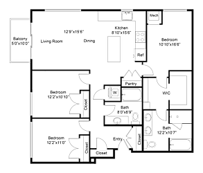 a floor plan of a house with a bedroom and a living room