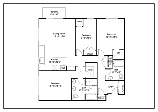 a black and white diagram of a room with many windows