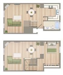 Luna's 1Bedroom Loft and 1 Bath Floor Plan