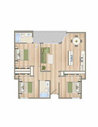 Luna' 3Bedroom and 2 Bath Floor Plan