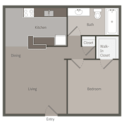 a plan of a living room with a kitchen and a bedroom
