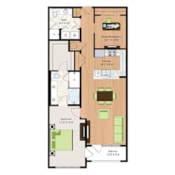 Floor Plan 1 bed 1 bath