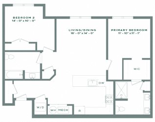 A floor plan of a house with labeled rooms and dimensions.