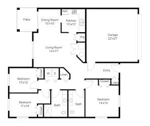 Floor Plan 3 Bed - 1.5 Bath