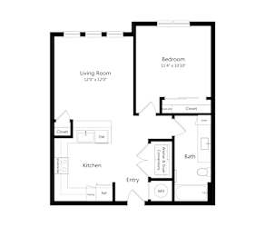 Affordable One Bedroom Floor Plan at Cyrus Apartments in Northeast Austin, TX