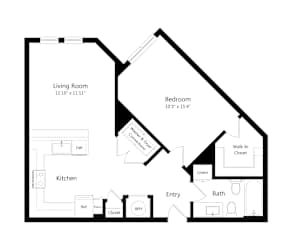 A black and white image of a floor plan for a home.