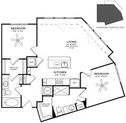 2 bed 2 bath floor plan Z at Glenwood at Grant Park, Atlanta, GA, 30316