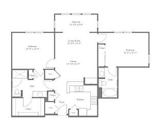 Northpark Floor Plan with 2 Bed 2 Bath at Emblem Alpharetta Apartments, Alpharetta