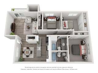 3 bed 2 bath Truckee Floor Plan at 2300 West Apartments, Reno, 89502