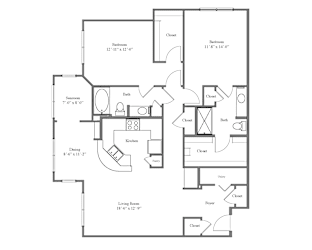 Edgewater Deluxe Floor Plan with Two Bed 2 Bathroom at Emblem Alpharetta Apartments, Alpharetta, Georgia, 30009
