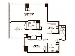 2 bed 2 bath Bushnell Floor Plan at Hartford 21, Hartford, CT, 06103