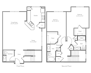 Darlington Deluxe Floor Plan with Two Bed 2.5 Bathroom at Emblem Alpharetta Apartments, Alpharetta, Georgia