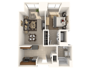1 bed 1 bath Franklin Floor Plan at Hartford 21, Hartford, CT