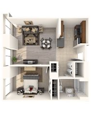 1 bed 1 bath Great River Floor Plan at Hartford 21, Hartford, CT