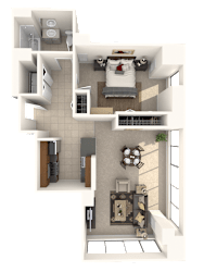 1 bed 1 bath Elmwood Floor Plan at Hartford 21, Hartford, 06103