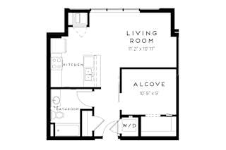 1 bed 1 bath X Floorplan at Maven on Broadway Apartments, Rochester, MN, 55904