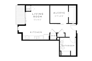 1 bed 1 bathroom K Floorplan at Maven on Broadway Apartments, Rochester, MN