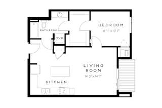1 bed 1 bathroom A Floorplan at Maven on Broadway Apartments, Rochester, MN, 55904