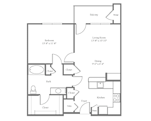 Grant Floor Plan with 1 Bed 1 Bath at Emblem Alpharetta Apartments, Alpharetta, GA