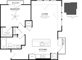 1 bed 1 bath floor plan Cat Glenwood at Grant Park, Georgia, 30316