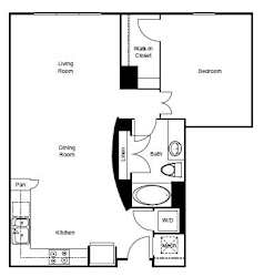 1 bed 1 bath Clevelander Floor Plan at Paramount on Lake Eola, Orlando, 32801
