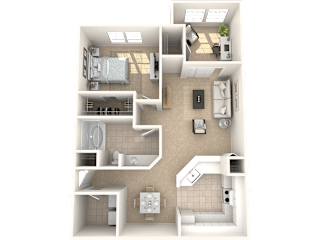 a floor plan of a 1 bedroom 1 bath apartment at Via Lugano, Florida