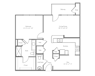 Collier Classic Floor Plan with 1 Bed One Bathroom at Emblem Alpharetta Apartments, Alpharetta