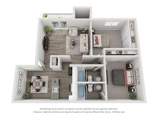 2 bed 2 bath Sierra Floor Plan at 2300 West Apartments, Reno, NV