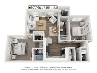 a two bedroom floor plan in Lithia Springs, GA