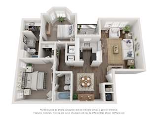 two bedroom floor plan in Lithia Springs, GA