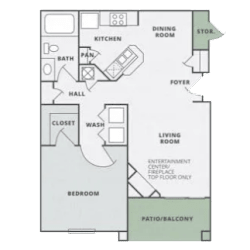 A2 floor plan at Thornberry Apartments, North Carolina, 28262